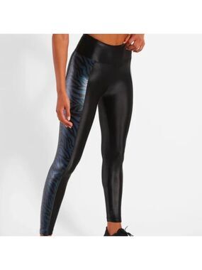 Koral Breaker High Rise Zebra Foil Legging - Black/Lapis Blue Zebra Size Large